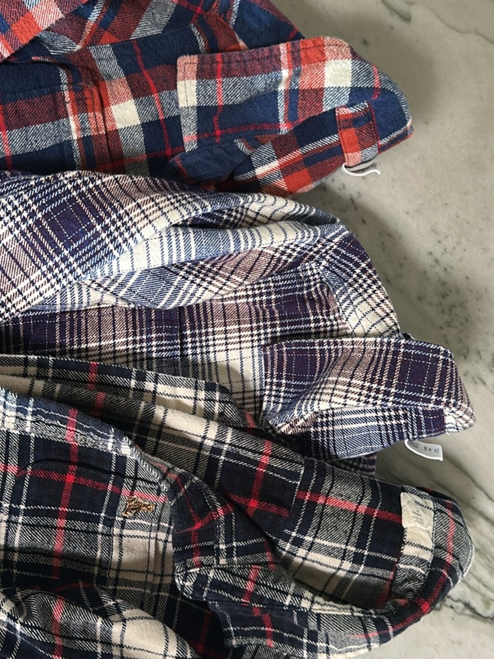 GAP Boys Plaid Button-Down Shirt in Navy, Red & White